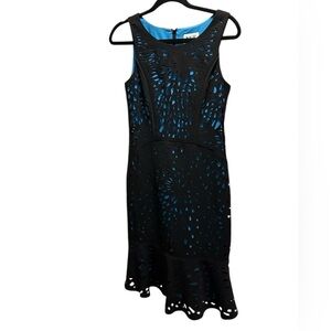 Nue by Shani Black and Blue Cutout Midi Dress size 2
